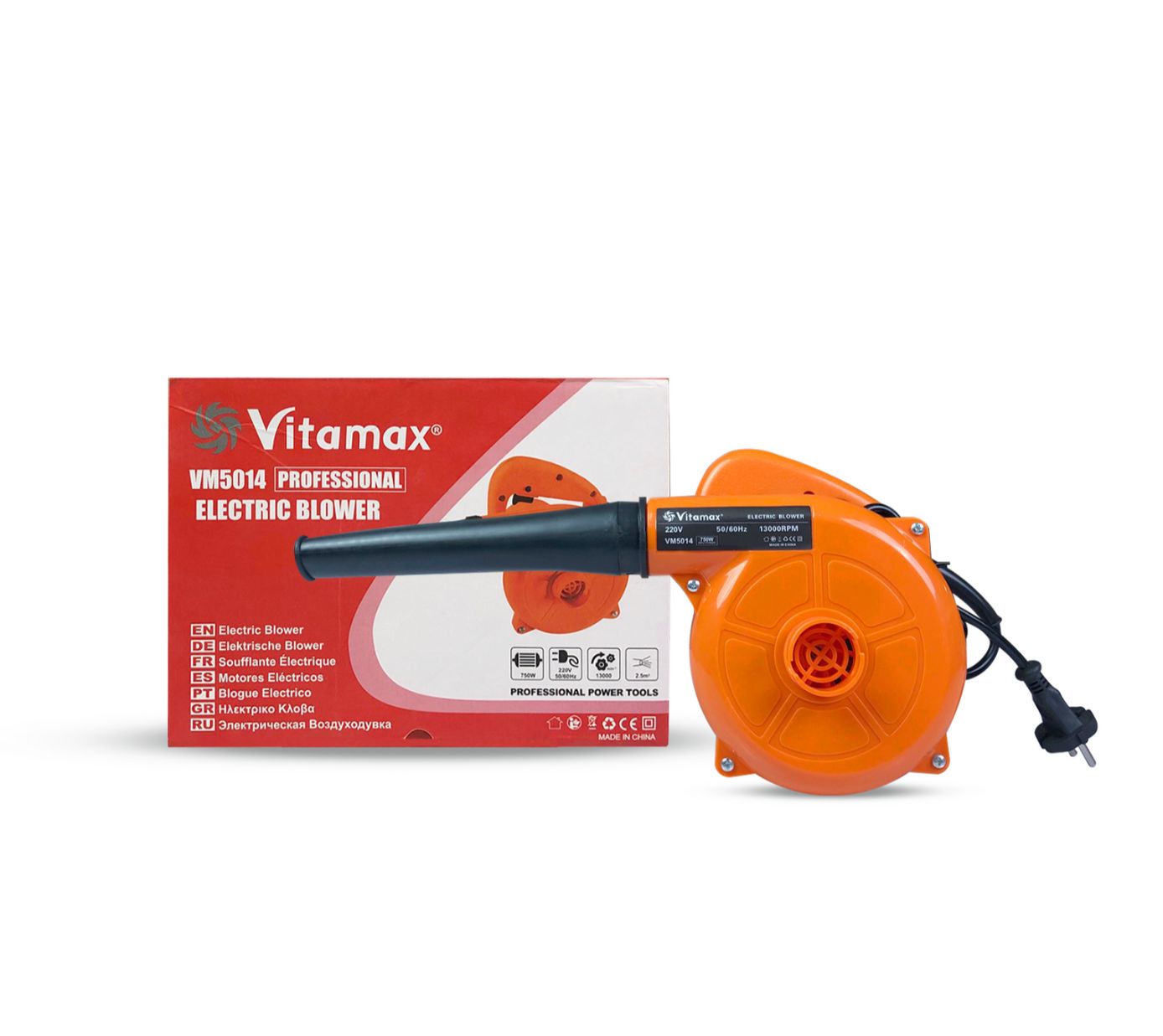 Vitamax VM5014 Professional Electric Air Blower – 750W High-Power, 13000 RPM, Heavy-Duty, Dual Function (Blow & Suction) – Best for Home, Car, Computer & Industrial Cleaning