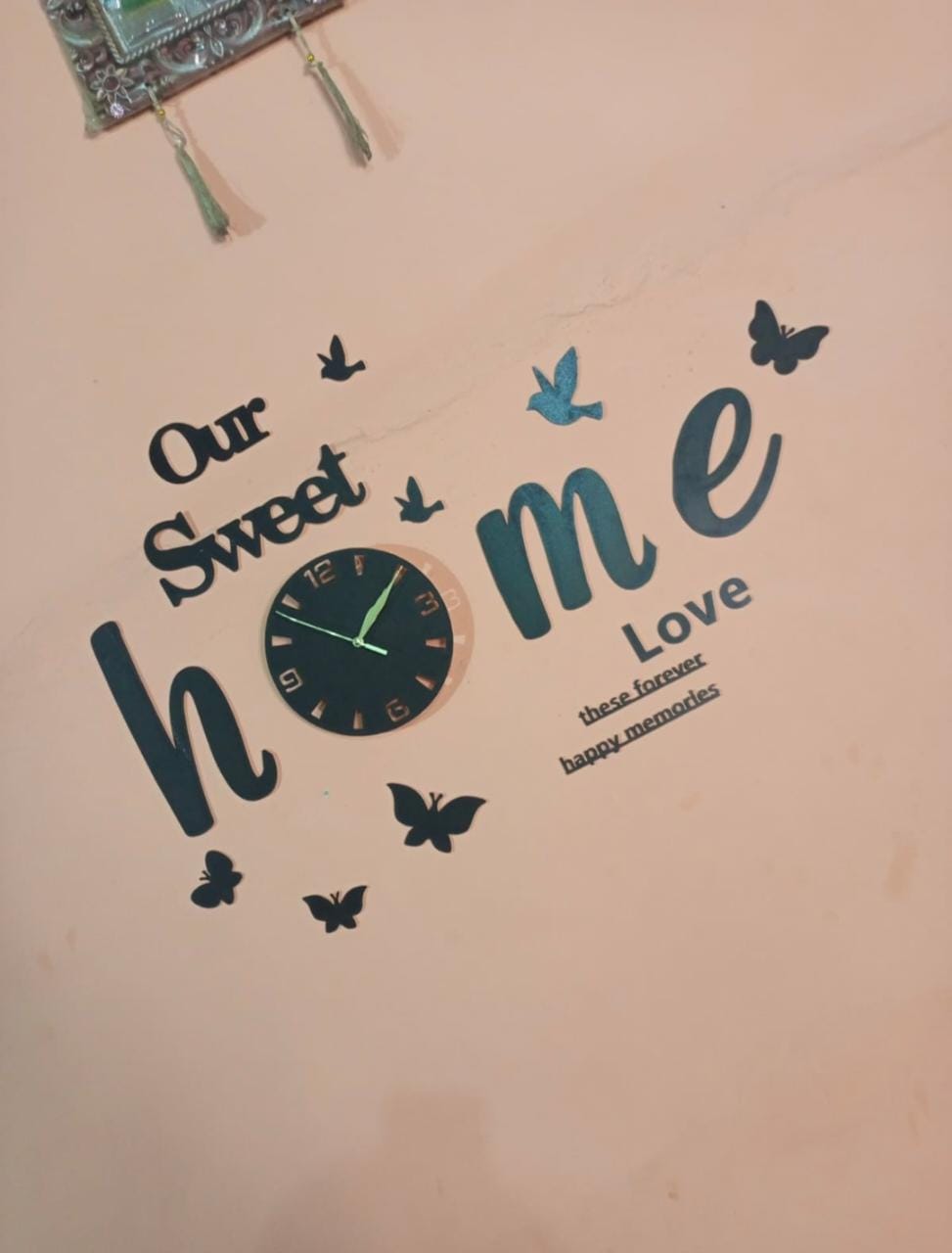Lifestyle Glory Brand Wooden Wall Clock – Butterflies & Sweet Home 3D Design