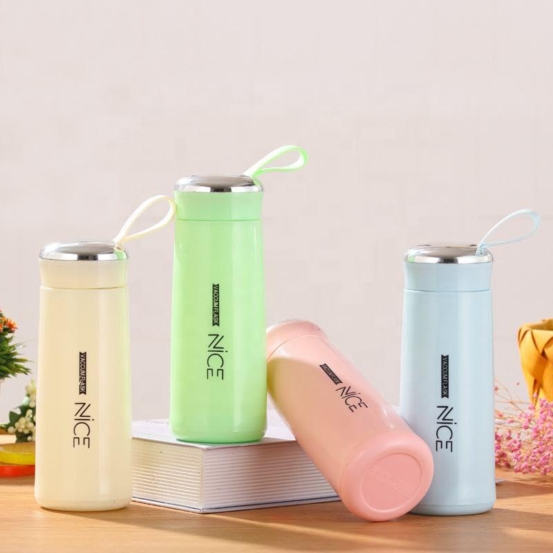 Beautiful Glass Bottle Water Bottle with Vacuum Flask and Loop (400 ML) Temperature Resistant for Hot and Cold Water, Milk, Lassi, Juice, Smoothie...