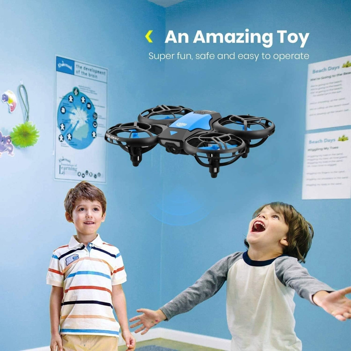 4DRC V8 Mini Drone, Remote Control Toy Drone, 27 Mins Battery Life with 3 Batteries, Headless Mode, Altitude Maintenance, Easy to Use, Perfect for Kids and Beginners, Blue