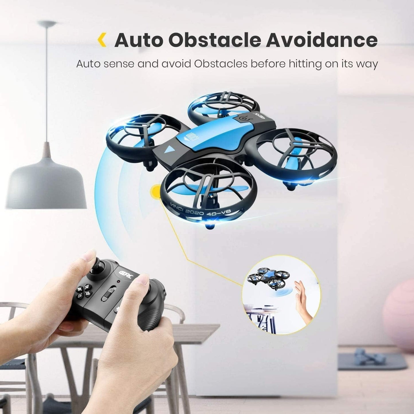 4DRC V8 Mini Drone, Remote Control Toy Drone, 27 Mins Battery Life with 3 Batteries, Headless Mode, Altitude Maintenance, Easy to Use, Perfect for Kids and Beginners, Blue