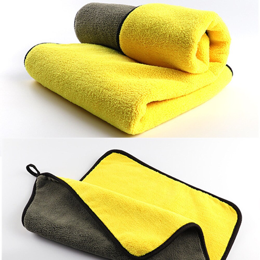 Premium Double-Sided Microfiber Cleaning Towel – Yellow & Grey – Ultra Soft, Lint-Free, High Absorbent Cloth for Car, Home & Kitchen – Imported Microfiber Cloth