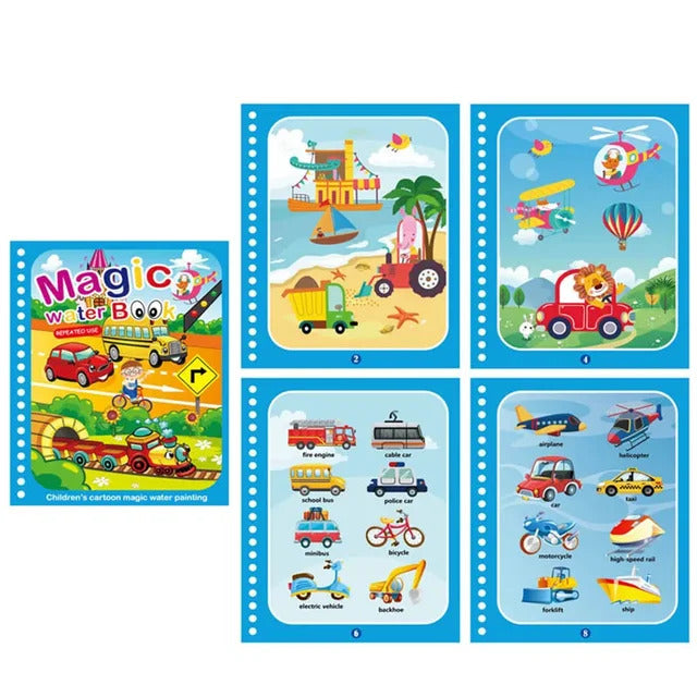 Magic Water Book, Water Drawing Book, Reusable Doddle Book with Pen for Kids
