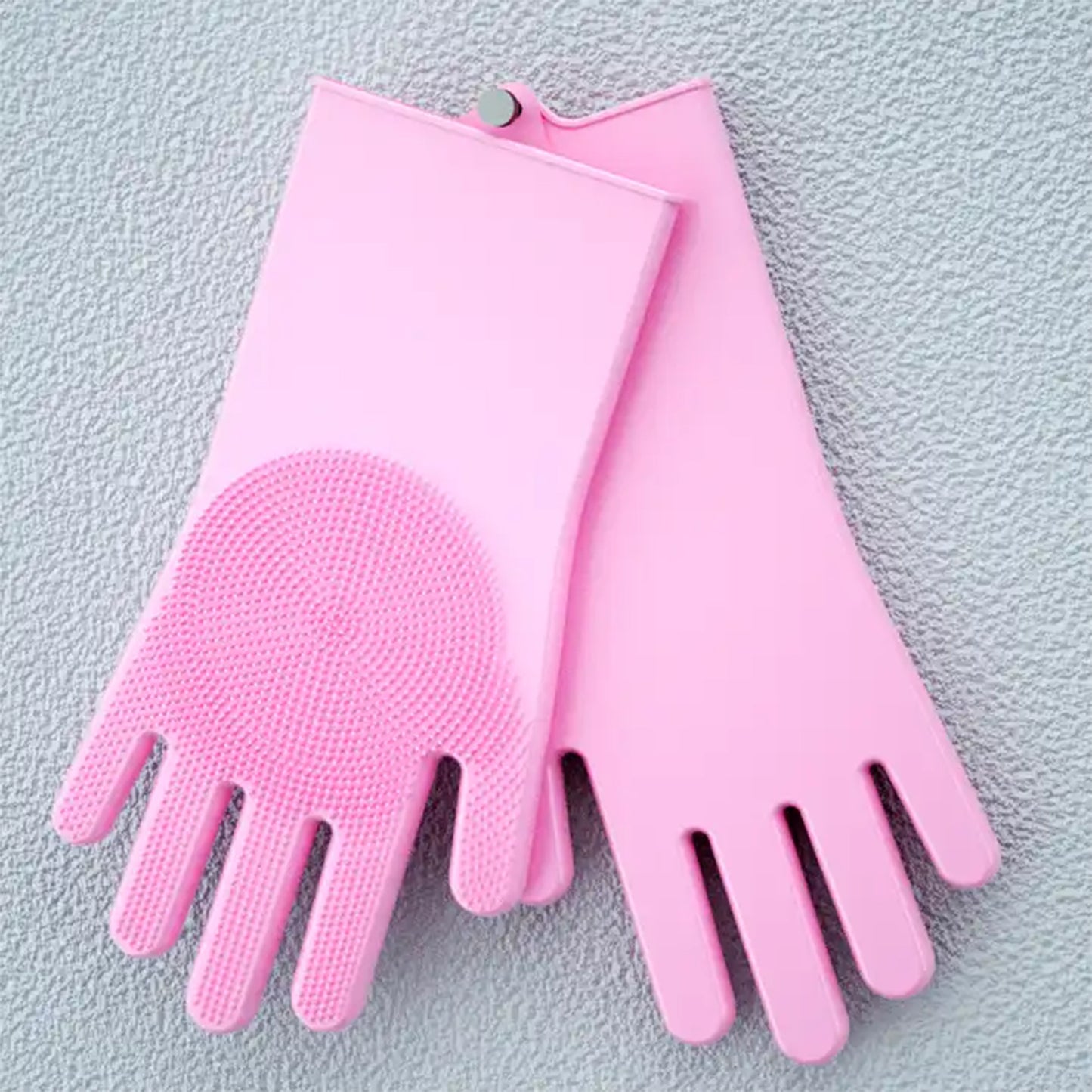 Magic Silicone Gloves with Scrubber - High-Quality, Reusable, and Heat Resistant for Kitchen, Dish Washing, and Household Cleaning (1 Pair: Right + Left Hand)
