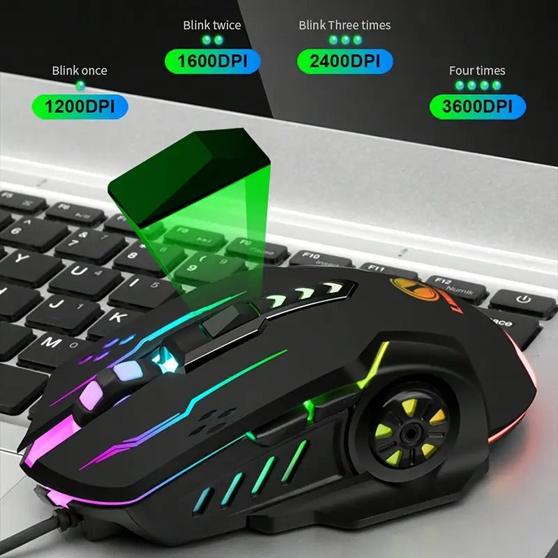 ๐ฑ๏ธ V7 Mechanical Gaming Mouse โ LED Lights, Wired, Ambidextrous Design