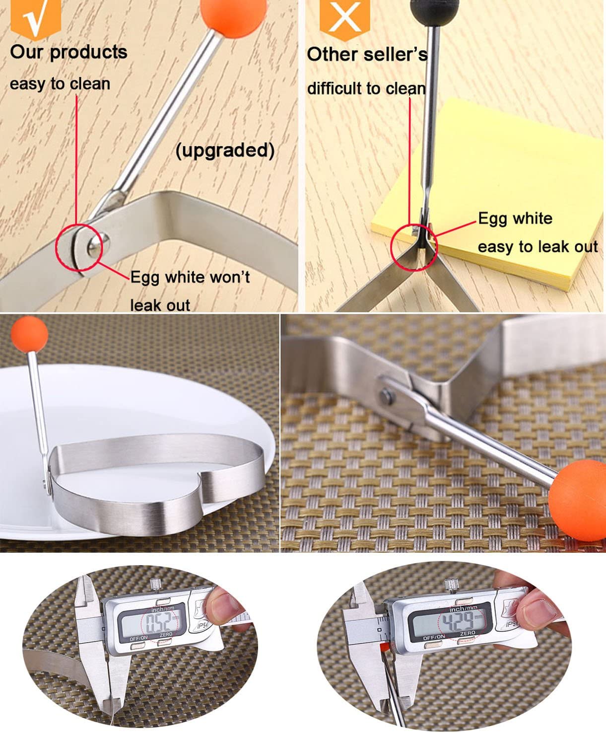 Fried Egg Mold Stainless Steel 304 Ring Egg Sandwich Cooker Kitchen Cookware Gadgets for Fun Breakfast Pancake English Muffins Shapes