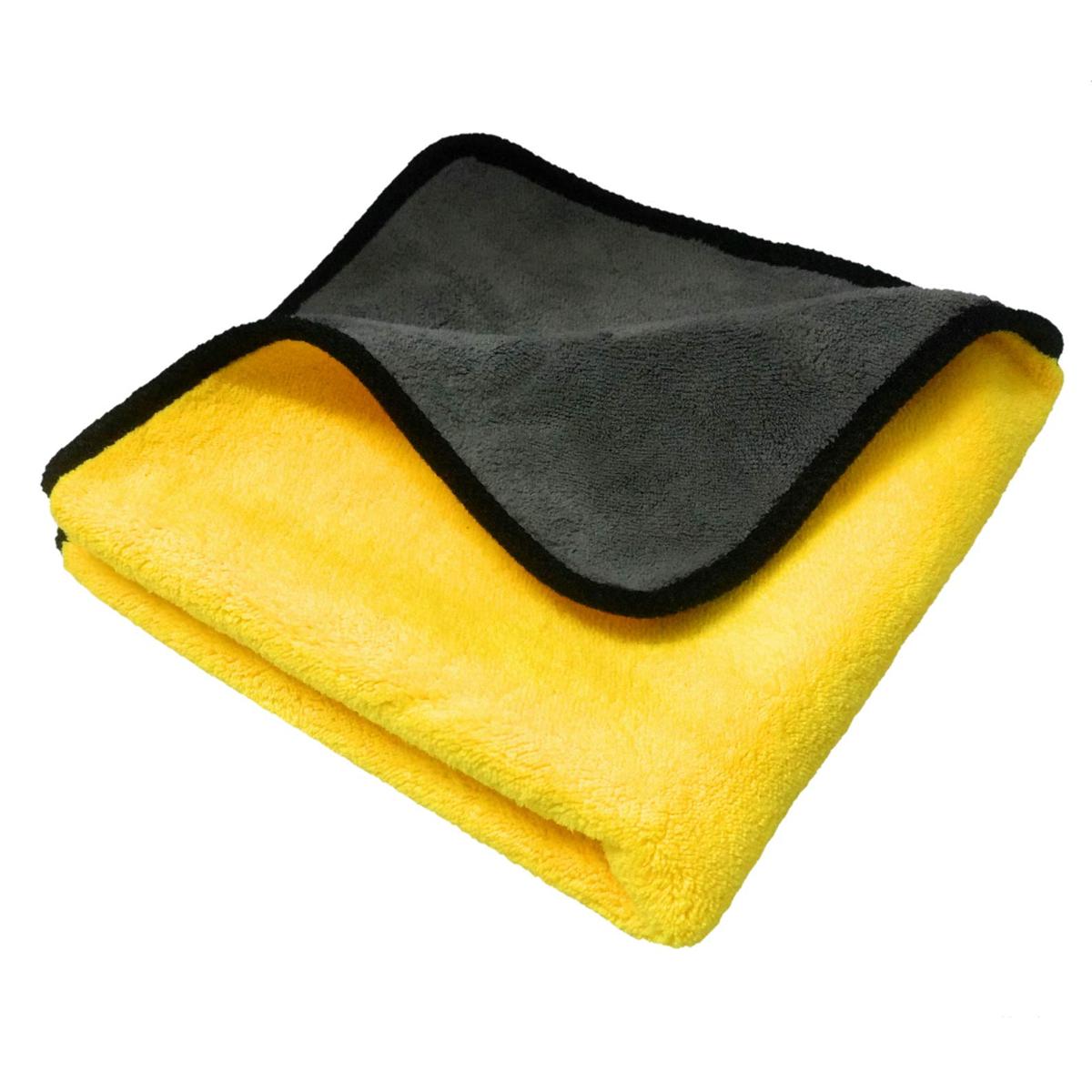Premium Double-Sided Microfiber Cleaning Towel – Yellow & Grey – Ultra Soft, Lint-Free, High Absorbent Cloth for Car, Home & Kitchen – Imported Microfiber Cloth