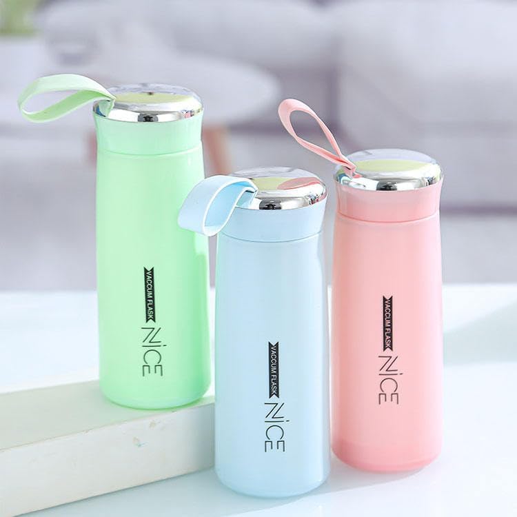 Beautiful Glass Bottle Water Bottle with Vacuum Flask and Loop (400 ML) Temperature Resistant for Hot and Cold Water, Milk, Lassi, Juice, Smoothie...