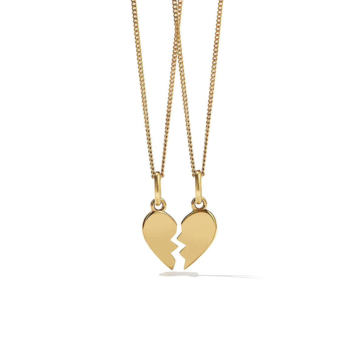 2 Pcs Set Heart Broken 2 Locket With 2 Chain - Heartbroken Non Magnetic Matching Couple Best Friend Ship Pendant Necklace For Girls Women Men Ladies Couples Unisex Friendship Silver and Golden Nacklace
