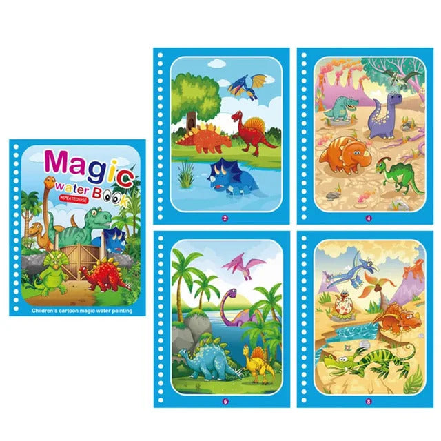 Magic Water Book, Water Drawing Book, Reusable Doddle Book with Pen for Kids