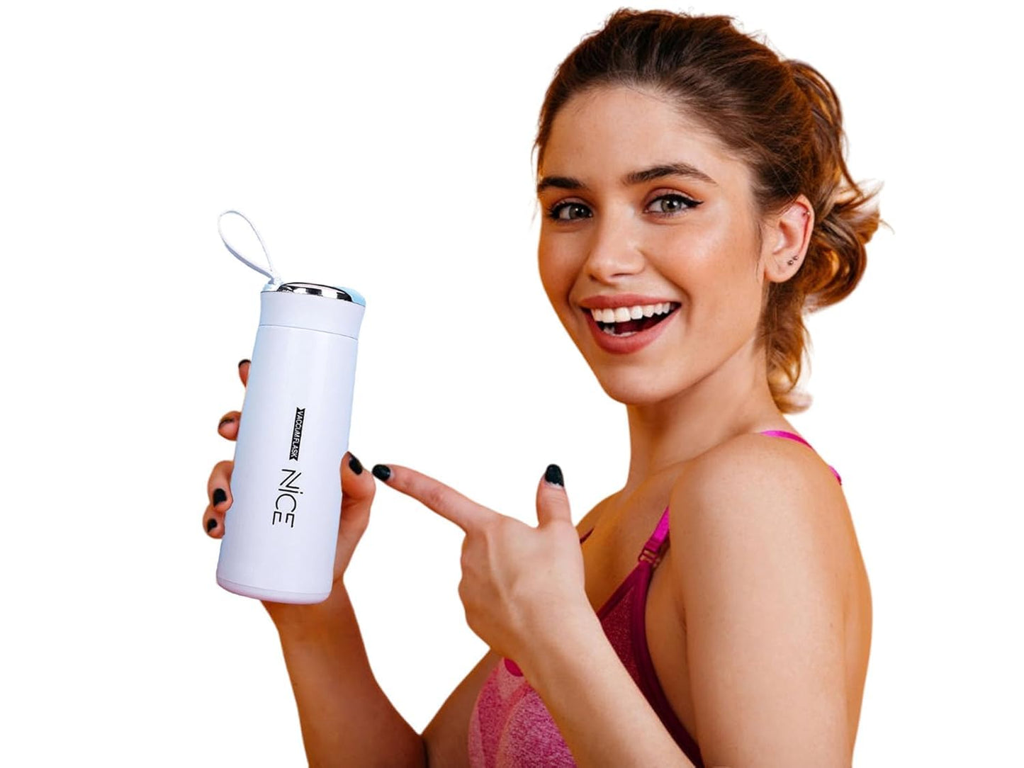 Beautiful Glass Bottle Water Bottle with Vacuum Flask and Loop (400 ML) Temperature Resistant for Hot and Cold Water, Milk, Lassi, Juice, Smoothie...