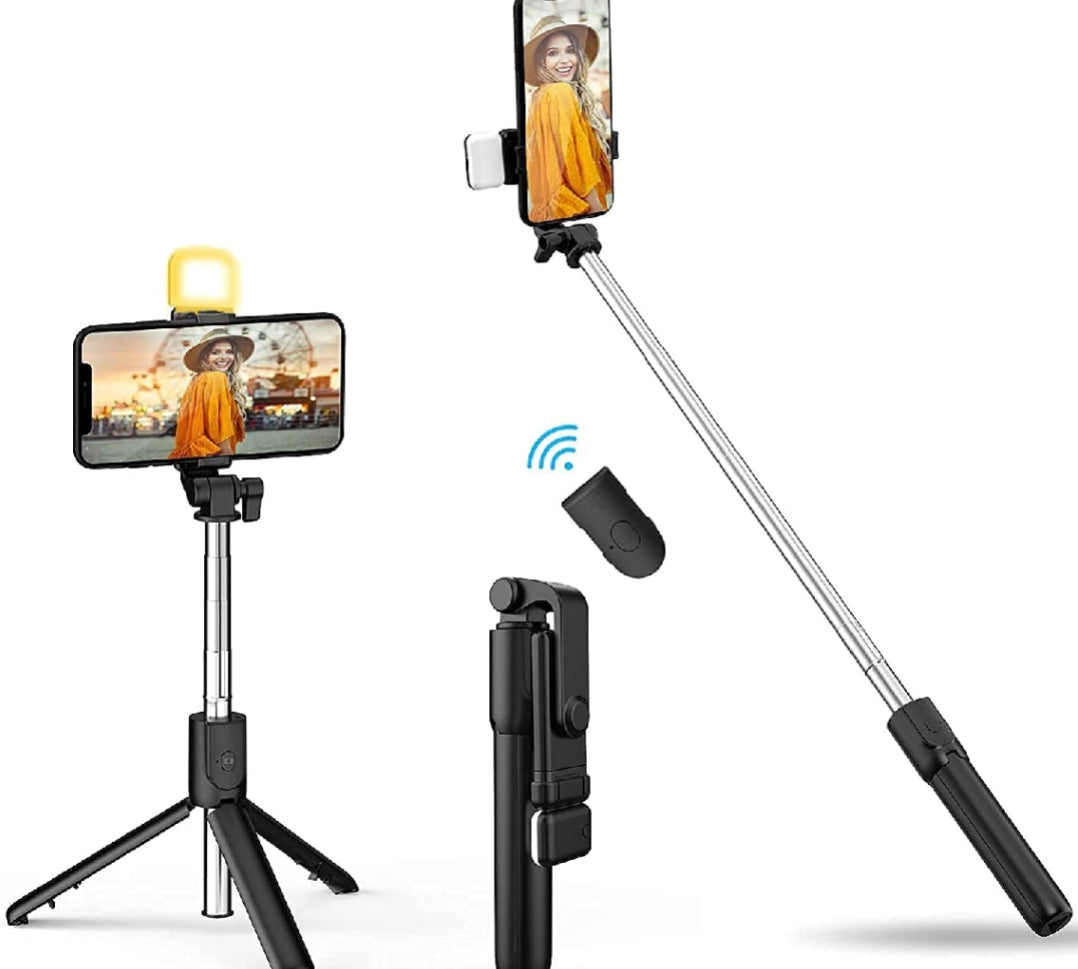 Tripod Extendable Portable Selfie Stick For Tiktok Live with light & Full Tripod Stand
