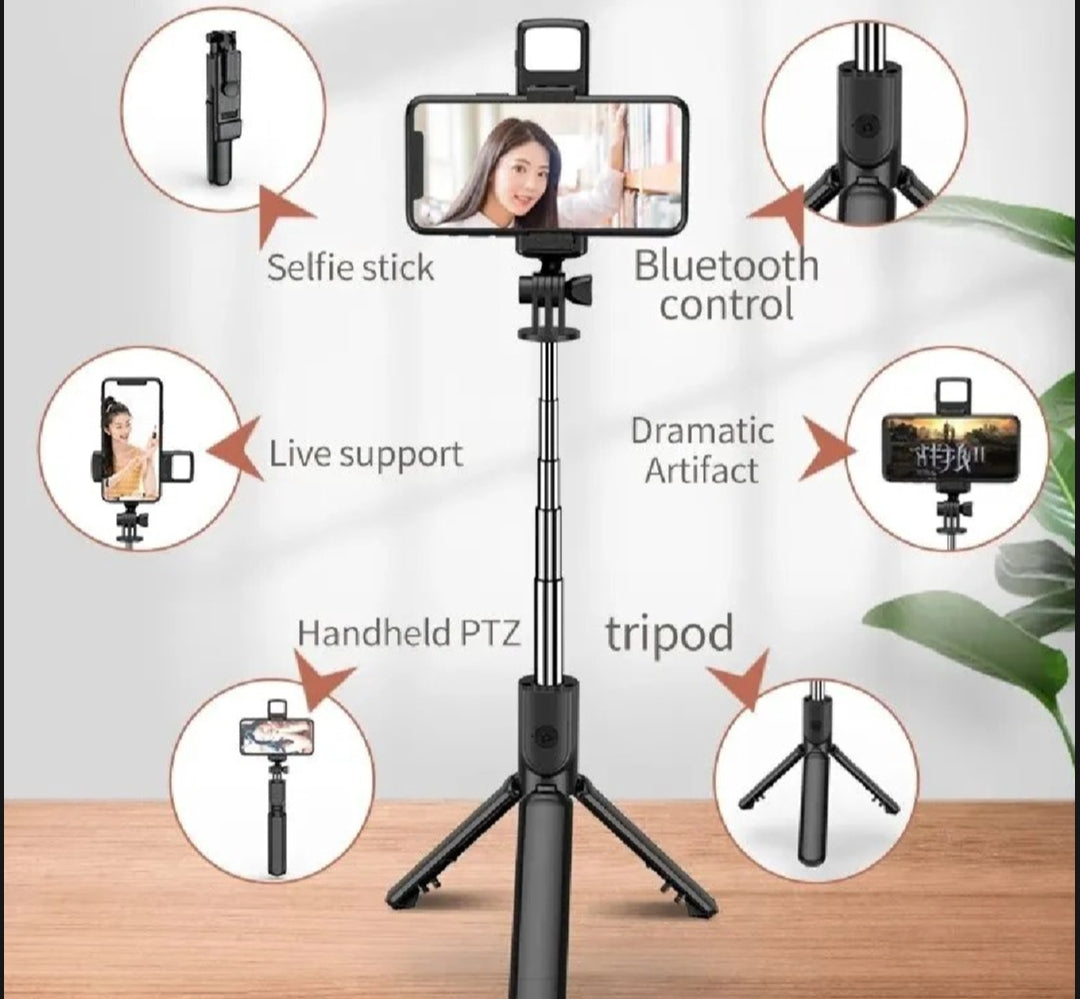 Tripod Extendable Portable Selfie Stick For Tiktok Live with light & Full Tripod Stand