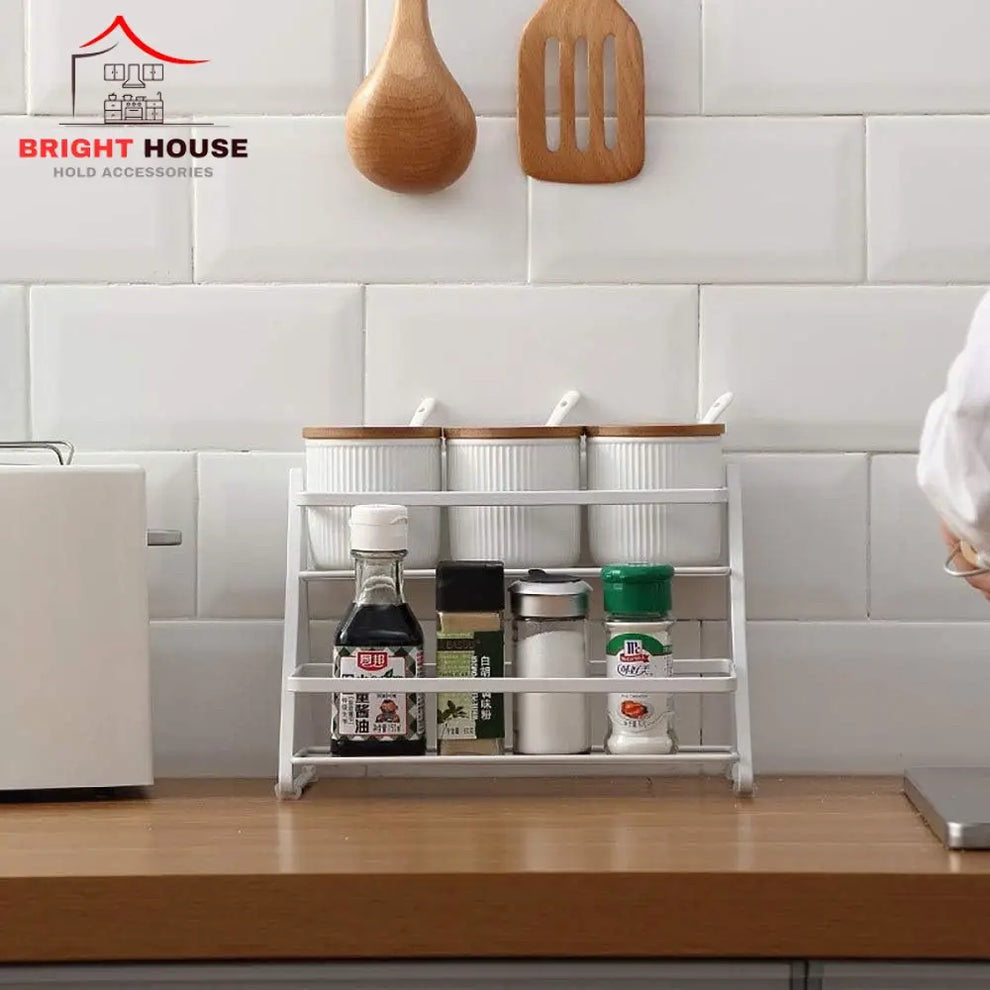 Spice Rack For Countertop 2 tier shelf for makeup, Kitchen Organizer stand, storage shelf Rack for kitchen, kitchen organizer, bathroom organizers.b
