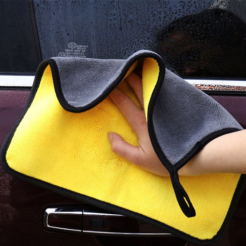 Premium Double-Sided Microfiber Cleaning Towel – Yellow & Grey – Ultra Soft, Lint-Free, High Absorbent Cloth for Car, Home & Kitchen – Imported Microfiber Cloth