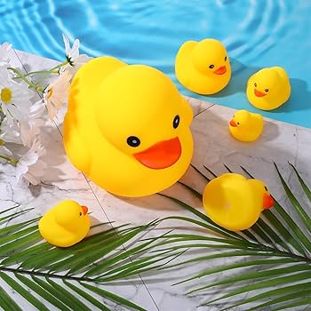 Pack Of 4 Ducks 1 Big and 3 Small Chu Chu Ducks Bath Toys For Kids - Cute Rubber Ducks Baby Bathroom Toys