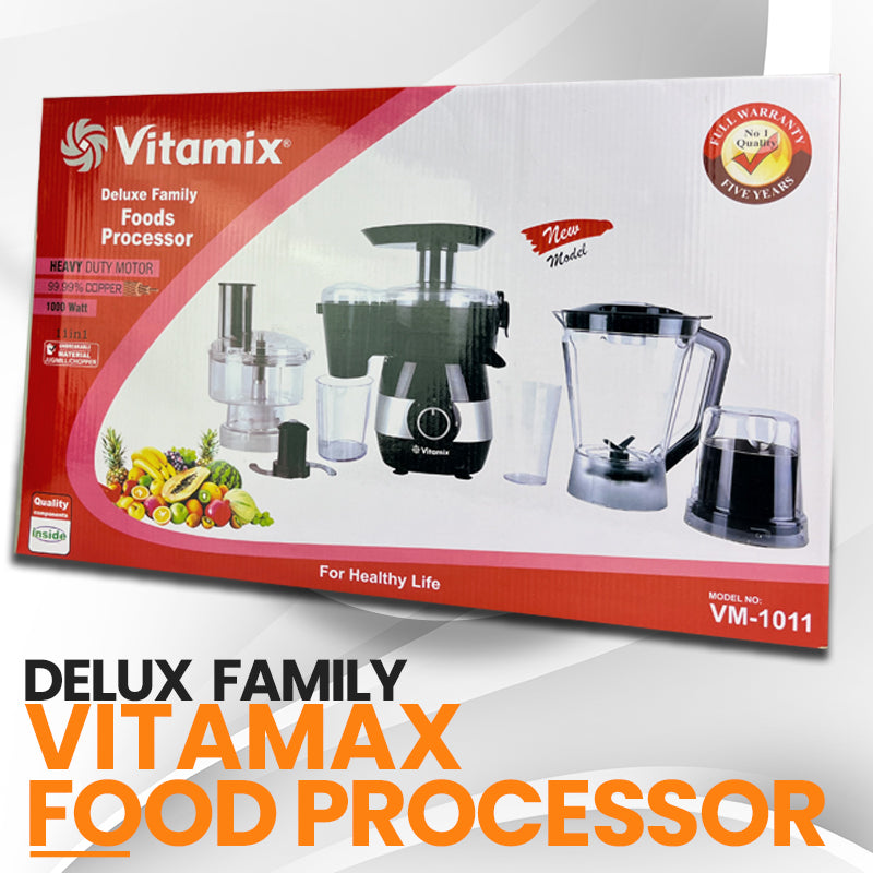 Vitamax Multi-Functional Juicer Blender & Food Processor Set – 11-in-1 Powerful Kitchen Appliance with 2L Blender, Grinder, Chopper, and Extractor, Durable Stainless Steel Design, High-Speed Motor for Juicing, Blending & Grinding 5 Year Warranty
