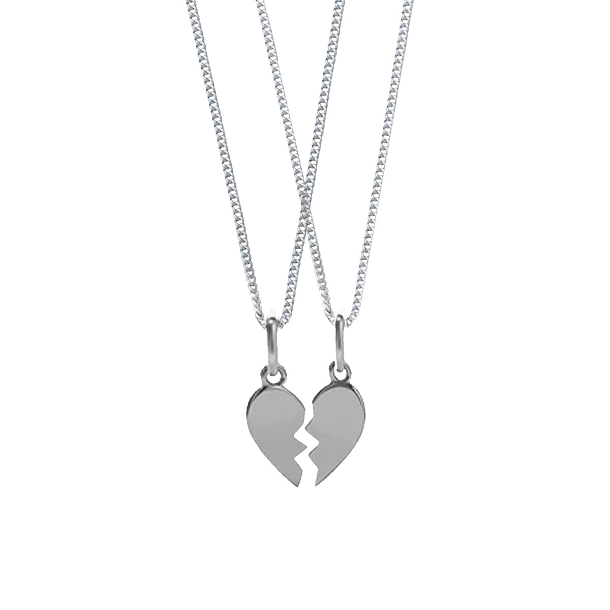 2 Pcs Set Heart Broken 2 Locket With 2 Chain - Heartbroken Non Magnetic Matching Couple Best Friend Ship Pendant Necklace For Girls Women Men Ladies Couples Unisex Friendship Silver and Golden Nacklace