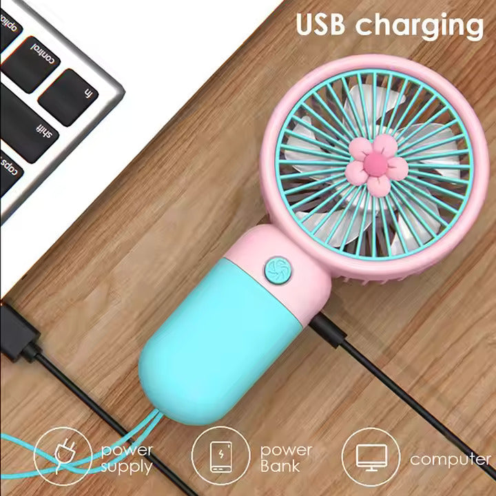 🌬️ Cartoon USB Rechargeable Mini Fan – Fun & Cool Comfort for Kids!