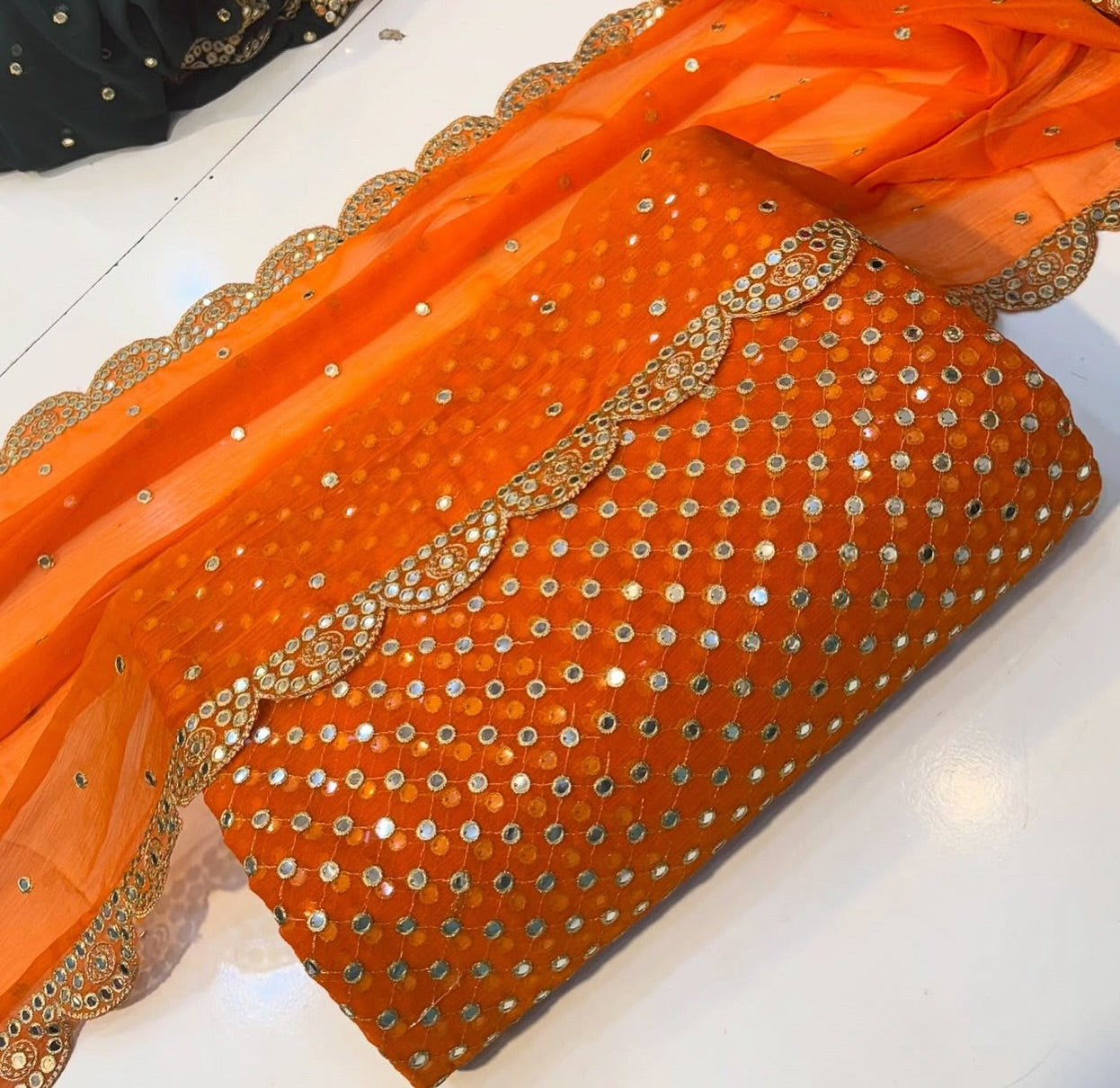 Pure Shifoon( Eid special 3 piece trouser gift) unstiched famous Hiba Bukhari Orignal dress ,wedding special ,mehndi dress
