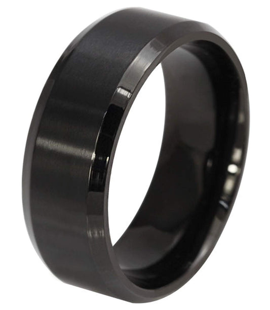 Black Titanium Stainless Steel Ring For Men