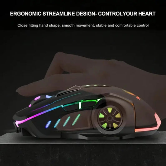 🖱️ V7 Mechanical Gaming Mouse – LED Lights, Wired, Ambidextrous Design