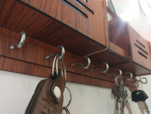 Mister Traders Brand Multipurpose Wooden Wall Hanger | Mobile Charging Stand | Keys Hanging Hooks | Wall Hanging Stand For Keys | Key Hanger on Wall | Wall Mounted Key Holder I Decorating Items I Decorating Items For Home I Decoration