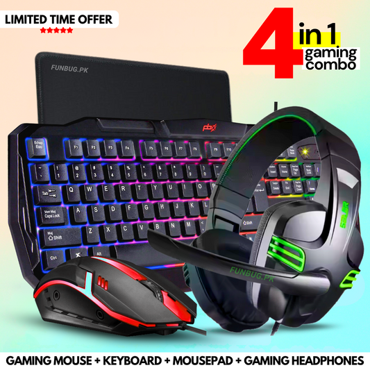 🎮 FunBug Ultimate 4-in-1 Gaming Combo – RGB Keyboard + Mouse + Mousepad + Onikuma Headset