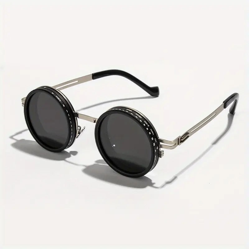 Men'S Adjustable HD Anti-Glare Sunglasses - High-Quality Protection, Round Frame, 3-in-1 Anti-UV, Anti-Glare, Anti-Exposure, Professional & Casual Use, Stylish Eyewear, Durable Eyewear